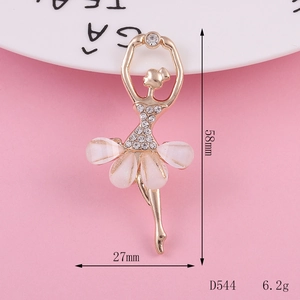 Elegant gold ballet dancer DIY charm with white rhinestones and pearly gems 58mm