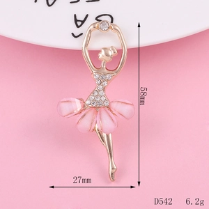 Detailed view of ballet dancer resin accessory with pink rhinestones and 58mm dimensions