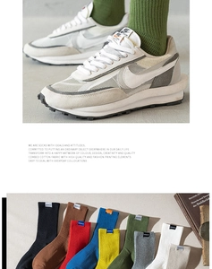 Detail of breathable crew socks with rib-knit cuffs and various color options