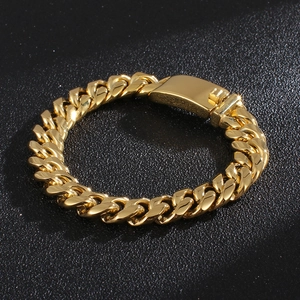 Bracelet Maille Gourmette Pour Homme En Acier Inoxydable Poli Hip Hop Punk Streetwear Bijoux Accessoire