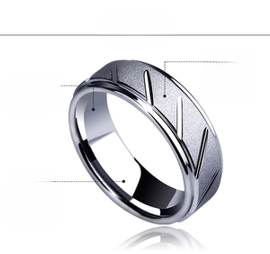 Macro shot of 316L stainless steel ring with sandblasted texture and polished inner edge