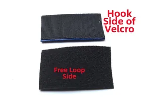 Detailed view of the hook and loop fastener set with black woven fiber texture