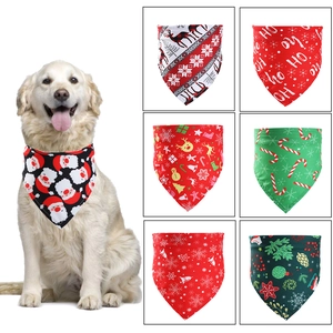 Christmas Pet Bandana Polyester Triangle Scarf Santa Reindeer Snowflake Patterns Holiday Decor For Dogs Cats