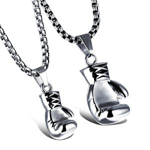 Punk style solid stainless steel fist pendant necklaces set with silver metallic finish