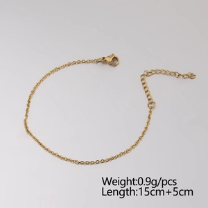 Minimalist 1.5mm golden stainless steel box chain bracelet with lobster clasp, 15+5cm
