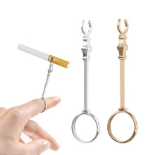 Dual view of gold and silver cigarette holder rings for hands-free smoking and gaming
