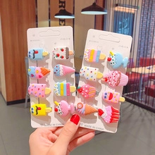 Set di fermagli colorati per bambini con disegni di gelato e arcobaleno su carte