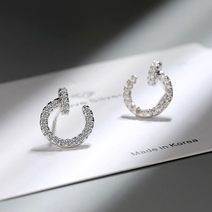 Minimalist S925 silver nail hoop earrings with shimmering pavé zircon stones