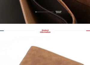 Detail of men's brown leather wallet showing the cash compartment and matte texture