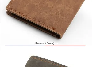 Macro detail of the back of a coffee brown faux leather wallet with orange double stitching