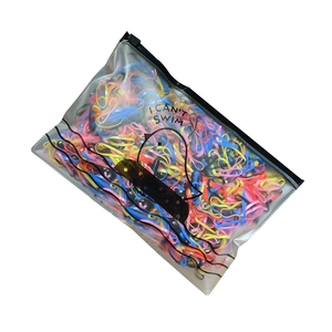 Colorful high elasticity hair bands for kids in a frosted pouch with cute graphic