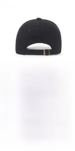 Detailed views of black cotton baseball cap featuring U.S. NAVAL gold embroidery and metal buckle