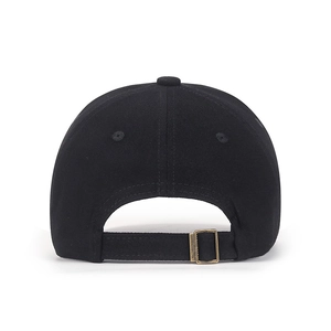 Classic black cotton baseball cap with adjustable strap and vintage bronze metal buckle