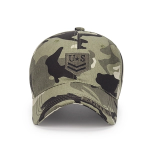 Classic woodland camouflage cotton baseball cap with US Army shield and visor embroidery