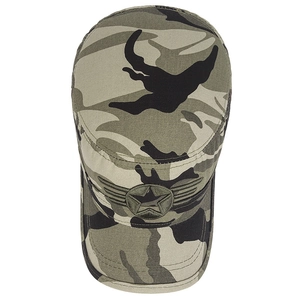 Classic woodland camouflage flat top military cap with star badge for outdoor sun protection