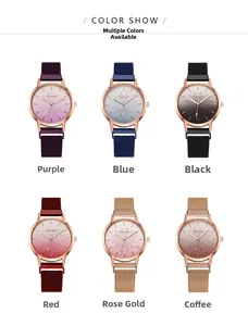 Six styles of women's quartz watches with gradient flower dials and magnetic straps