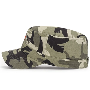 Classic cotton woodland camouflage cadet cap with red star embroidery for outdoor use