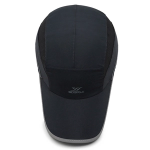 Quick-dry black outdoor sports baseball cap with mesh ventilation and SDSRUI logo