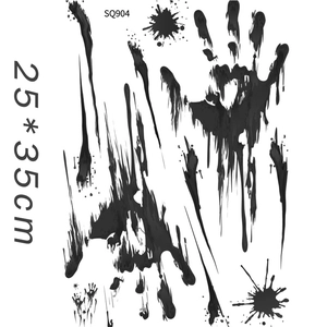 Detailed close-up of Halloween sticker SQ904 featuring realistic bloody handprints
