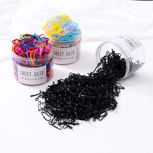 Élastiques à cheveux pour enfants en pots transparents, noir et couleurs assorties