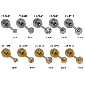 Sterile disposable ear piercing tool with 316L stainless steel studs in gold and silver