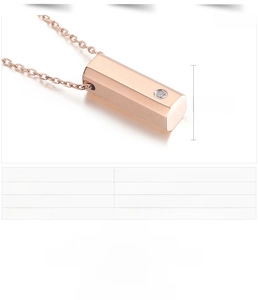 Detailed view of stainless steel hexagonal pendant with zircon stone and dimensions