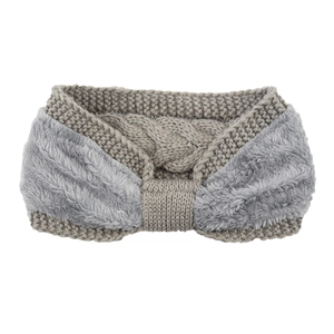 Winter fleece-lined cable knit headband with faux fur trim for warmth and comfort