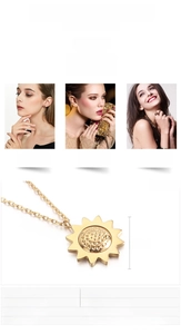 Spécifications de taille et vue du modèle pour le collier avec pendentif tournesol