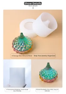 Detail of high-transparency silicone mold and resin storage box with geometric texture
