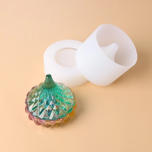 DIY silicone mold for teardrop storage jar with geometric diamond cut pattern