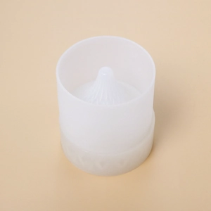 Macro view of cylindrical silicone mold with radial cone texture for resin and soap