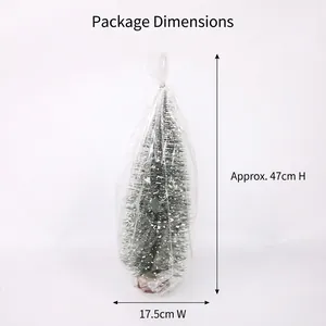 Miniature flocked Christmas tree with wooden base measuring 47cm height and 17.5cm width