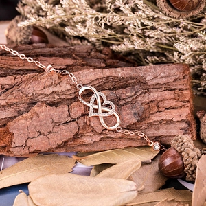 S925 Sterling Silver Rose Gold Infinity Heart Bracelet with Zirconia Stones
