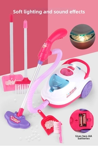 Detailed views of toy vacuum cleaner with lighting effects and battery compartment components