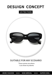 Vue détaillée de lunettes de soleil ovales noires y2k montrant les rivets et le code branche