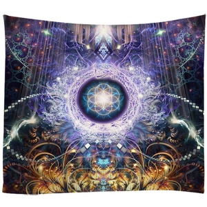 Arazzo astratto mandala con teschio e arte psichedelica per decorazione della camera