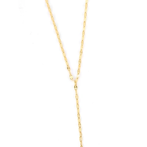 Collier lariat en Y en acier inoxydable doré minimaliste avec chaîne à maillons plats
