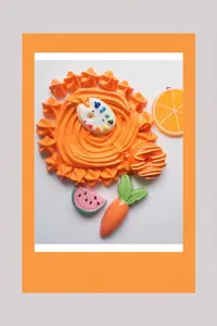 Dettaglio del set di accessori fai-da-te in resina a tema frutta arancione