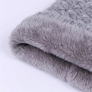 Grey chunky knit infinity scarf with thick plush lining for winter warmth outdoors