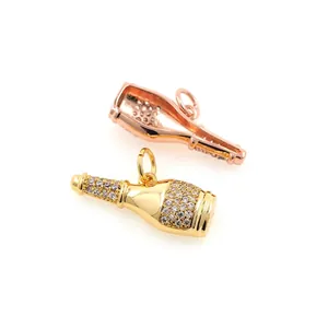 18k gold plated bottle shaped pendants with micro-paved zircons for jewelry making