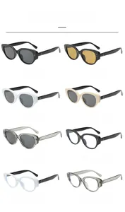 Détails de lunettes de soleil œil de chat montrant huit couleurs en acétate de haute qualité