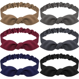 Women Rabbit Ear Bowknot Headband Elastic Fabric Knotted Hair Band For Face Washing Makeup Yoga Simple Style