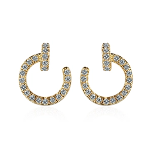 Minimalist Nail Shape Inlaid Rhinestone Stud Earrings For Women Copper 925 Sterling Silver Post Geometric Jewelry