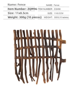 Detailed view of 10-piece miniature brown plastic fence panels for farm DIY landscapes
