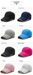 Detailed selection of quick-dry sports caps in eight colors with breathable side mesh