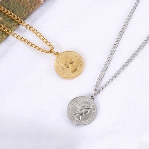 Chic multi-layer coin necklaces in gold and silver finish with detailed portrait engraving