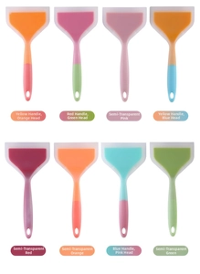 Grille détaillée montrant des spatules en silicone larges en diverses couleurs éclatantes