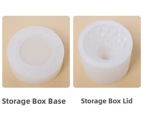 Detailed view of translucent water drop storage box silicone molds with textured finish