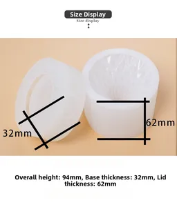 Detailed view of teardrop storage box mold with 94mm height and geometric texture