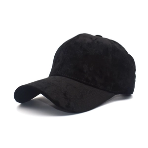 Classic black velvet baseball cap for men and women featuring a minimalist hip hop style